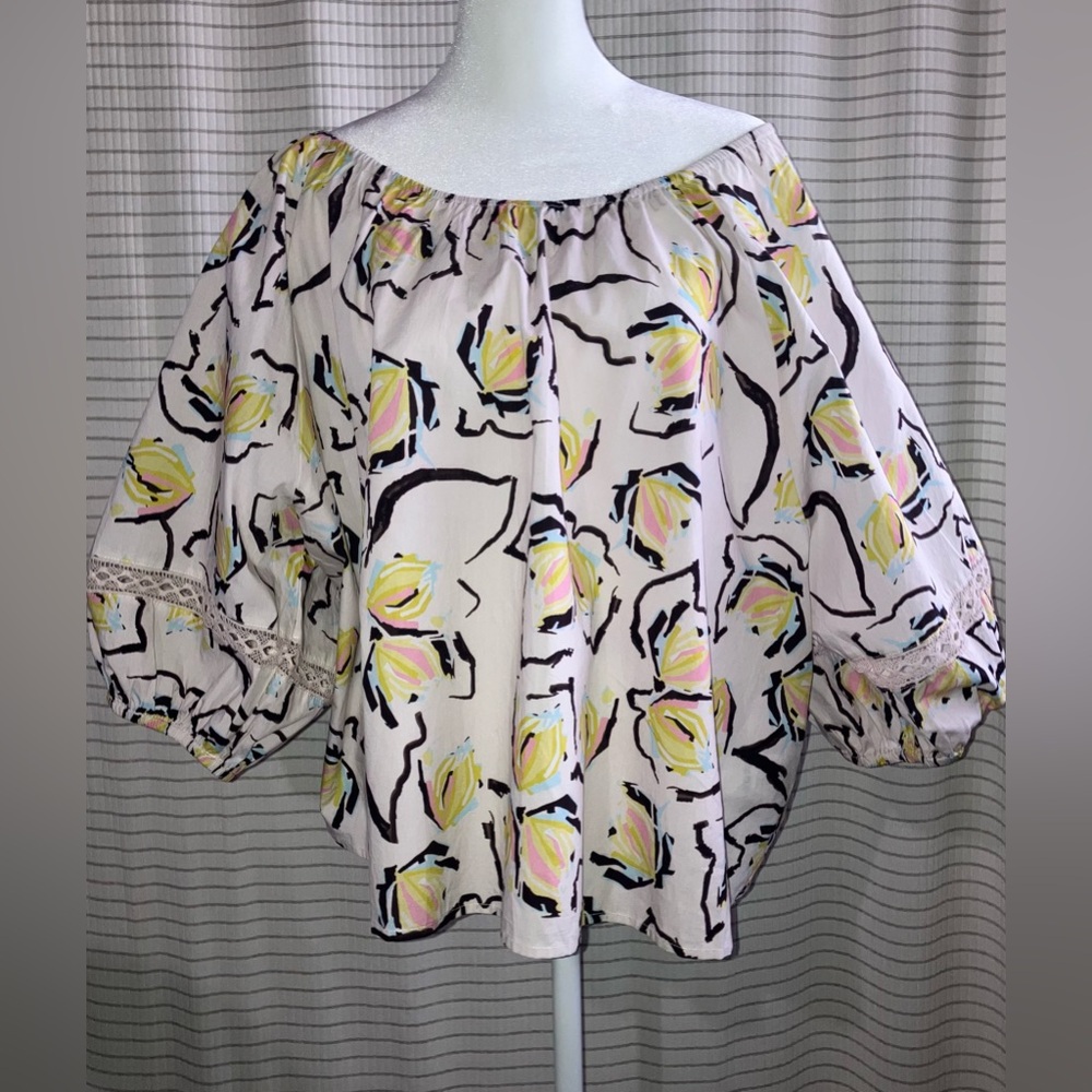 Women’s XL Velvet by Graham & Spencer Puff Sleeve Zoey print Blouse - Picture 1 of 15